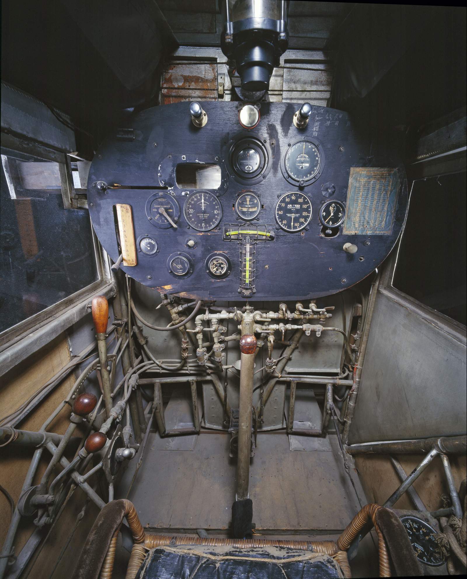 Inside the cockpit of the Spirit of St. Louis