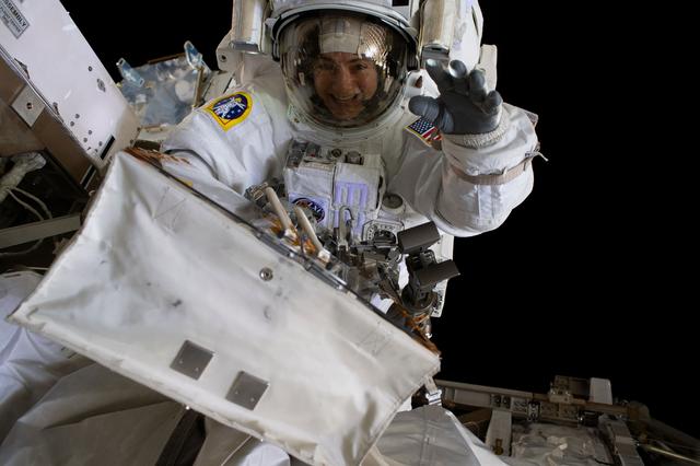 Jessica Meir during the first all-woman spacewalk.