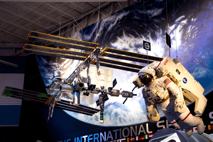 See a model of the International Space Station, watch a live show or gaze through a Cupola model in Space Center Houston’s International Space Station Gallery. Photo courtesy of Space Center Houston.