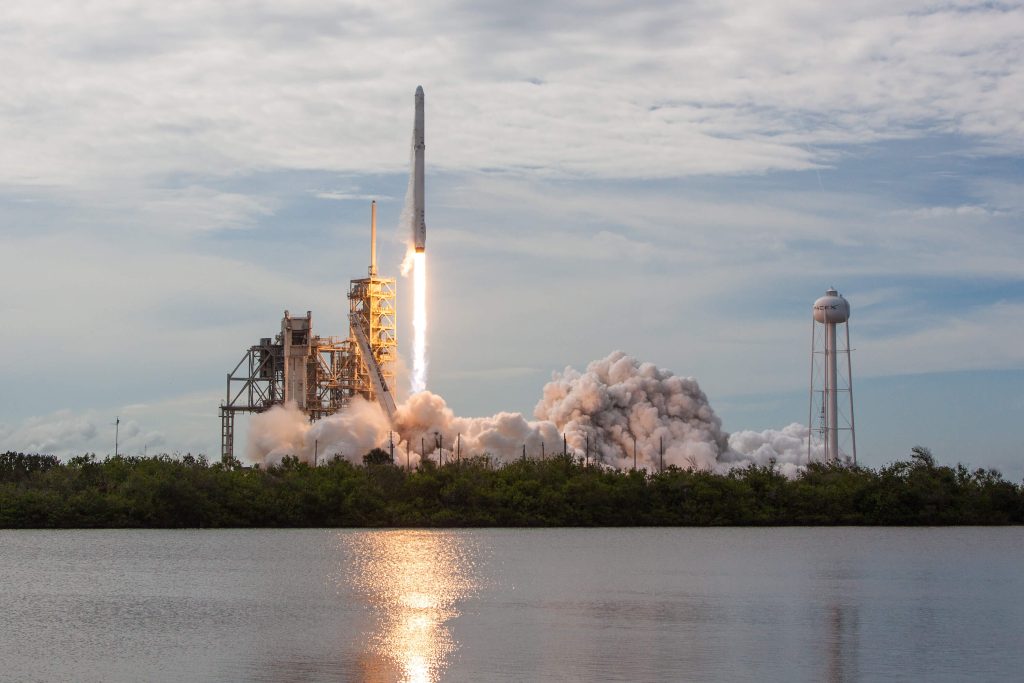 The commercial resupply service mission, CRS-11, launched aboard a Falcon 9 rocket on June 3, 2017 from Kennedy Space Center's Launch Complex. The spacecraft rendezvoused with the International Space Station on June 5, 2017 and conducted a series of orbit adjustment burns to match speed, altitude, and orientation with the ISS. Courtesy of SpaceX